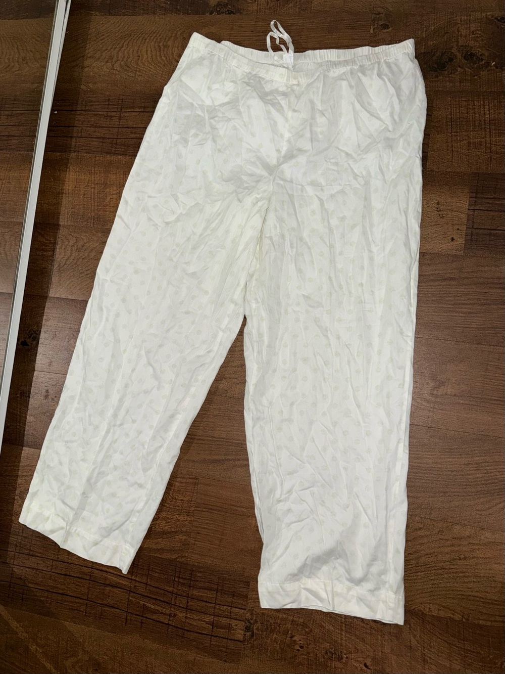 Kids White Pull-On Pants with Drawstring